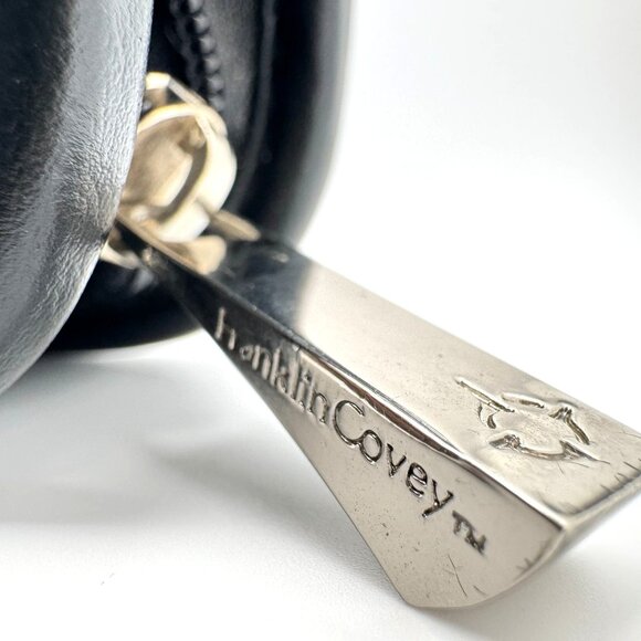 Franklin Covey Black Vegan Leather Zippered Binder Compact Sz Organizer 6 Rings - Picture 5 of 13